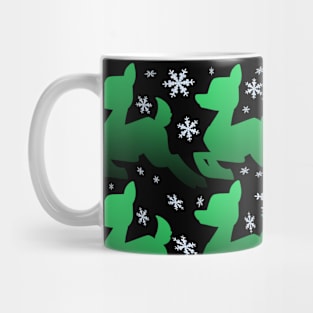 Gift Wrapp'd - Green Deer, Black Background Mug